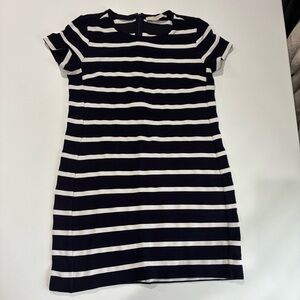 LOFT Black and White Striped Mini Dress